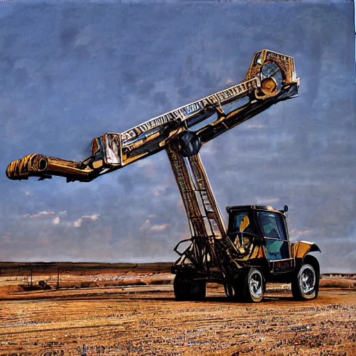 Prompt: one telehandler, by hg giger