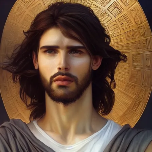 Prompt: Perfectly-centered portrait-photograph of a real life Greek god, lifelike, super highly detailed, professional digital painting, artstation, concept art, Unreal Engine 5, Photorealism, HD quality, 8k resolution, cinema 4d, 3D, beautiful, cinematic, art by artgerm and greg rutkowski and alphonse mucha and loish and WLOP