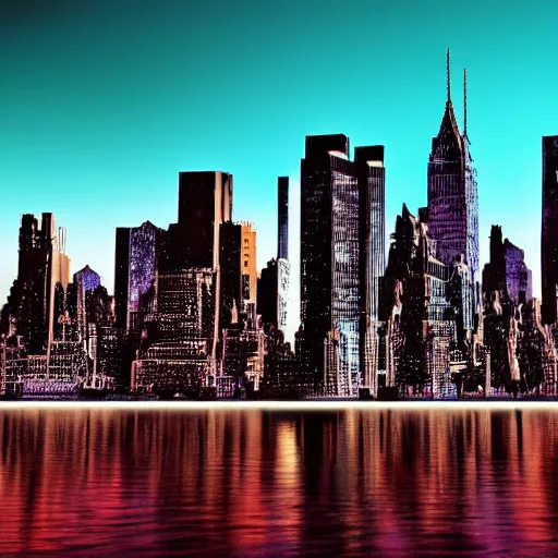 Prompt: New York skyline in futuristic Egyptian style, 4k, landscape, digital art