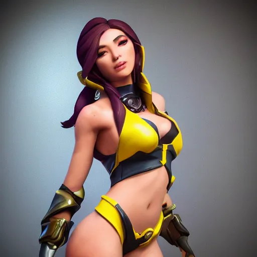 Image similar to still close up of pretty Caitlyn (League of Legends) in KDA More music video. 3d render, octane render, game art, realistic, highly detailed, trending on artstation, 4k, trending on artstation, pixar, cgsociety, unreal engine 5, redshift render, trending on artstation, blender, behance, cg