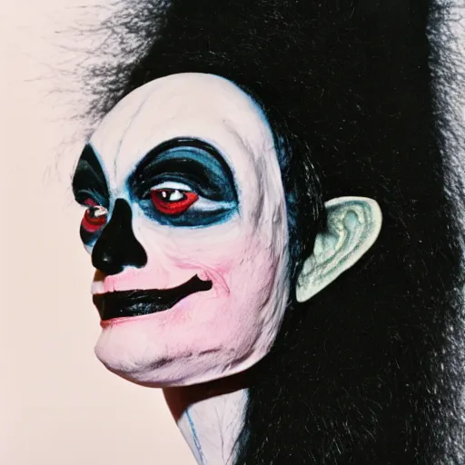 Image similar to Diamanda Galas ventriloquist dummy, 35mm film