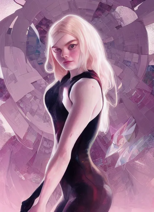 Image similar to ultra realistic illustration, elle fanning as spidergwen anime, intricate, elegant, highly detailed, digital painting, artstation, concept art, smooth, sharp focus, illustration, art by artgerm and greg rutkowski and alphonse mucha and wlop