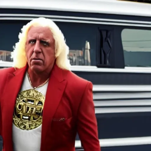 Image similar to ric flair, movie still, from the new weekend at bernie's movie, 8 k, realistic