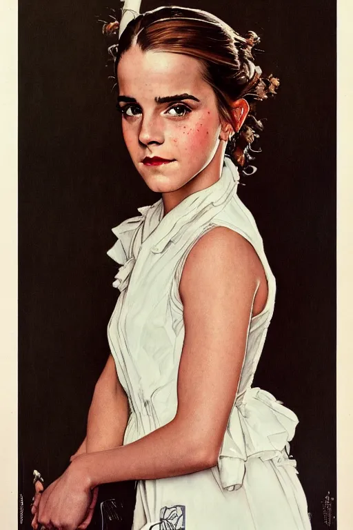 Image similar to Emma Watson portrait by Norman Rockwell