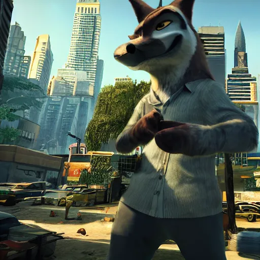 Image similar to max payne 4 set in zootopia