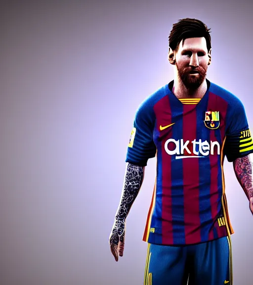 Image similar to lionel messi, body made of noodles, unreal engine, daz, hyperrealistic, octane render, dynamic lighting, intricate detail, cinematic