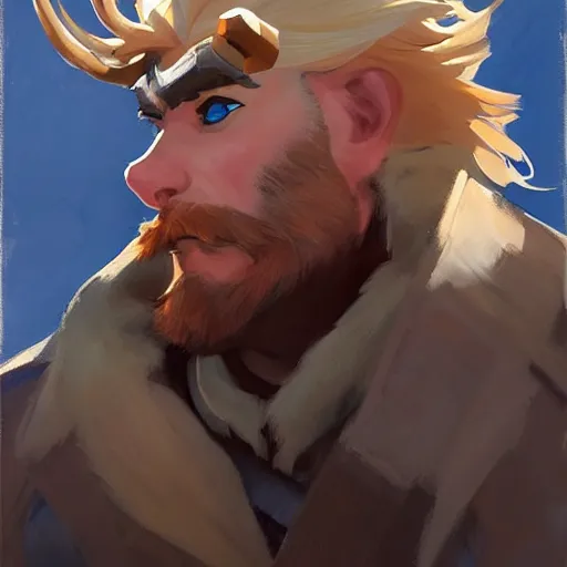 Image similar to greg manchess portrait painting of sven from frozen as overwatch character, medium shot, asymmetrical, profile picture, organic painting, sunny day, matte painting, bold shapes, hard edges, street art, trending on artstation, by huang guangjian and gil elvgren and sachin teng