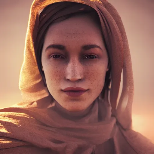 Image similar to woman in sandstorm, photorealistic, epic light, insanely detailed, cinematic lighting