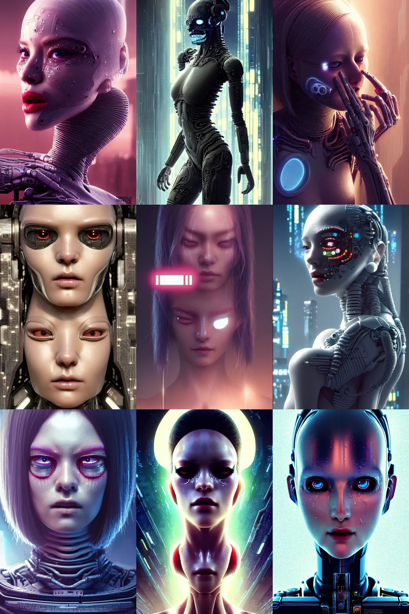 Prompt: ultra detailed, beautiful crying! female android!, intricate, photorealistic!, octane render, concept art, cinematic, interstellar, sharp, cyberpunk, bladerunner 2 0 4 7, 8 k, el dia los muertos, by angus mckie, moebius!, kuciara!, stanley lau, artgerm, rutkowski, mucha