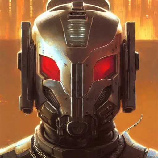 Image similar to the doomslayer as a realistic scifi cyberpunk knight, closeup portrait art by donato giancola and greg rutkowski, vintage retro scifi, realistic face, digital art, trending on artstation, symmetry!!!