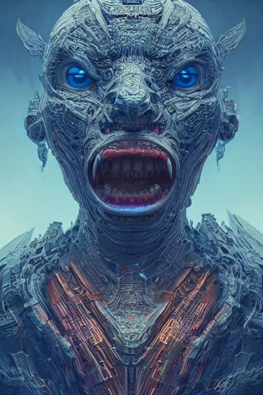 Image similar to homelander with an evil face, intricate abstract. intricate artwork. by tooth wu, wlop, beeple, dan mumford. octane render, trending on artstation, greg rutkowski very coherent symmetrical artwork. cinematic, hyper realism, high detail, octane render, 8 k, iridescent accents