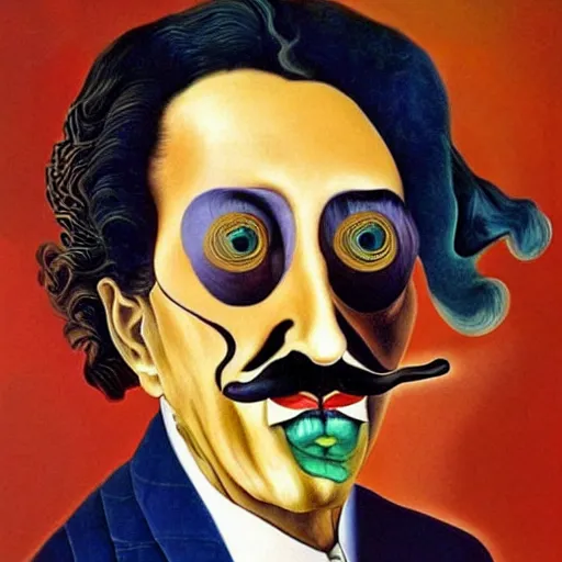 Image similar to self portrait of Salvador Dali in the style of Salvador Dali