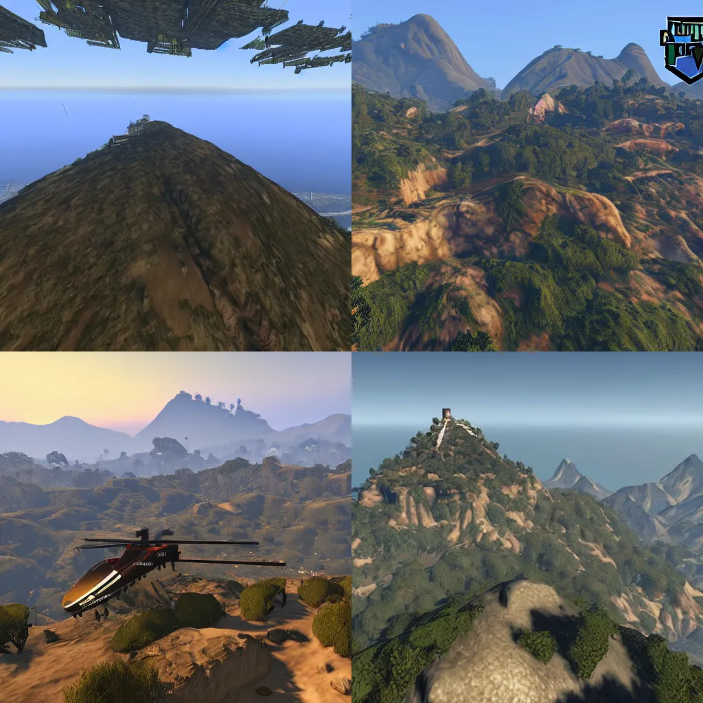 Prompt: Mount Chilliad as seen in Grand Theft Auto V