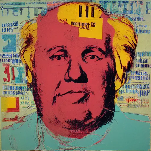 Image similar to portrait of fat man by andy warhol