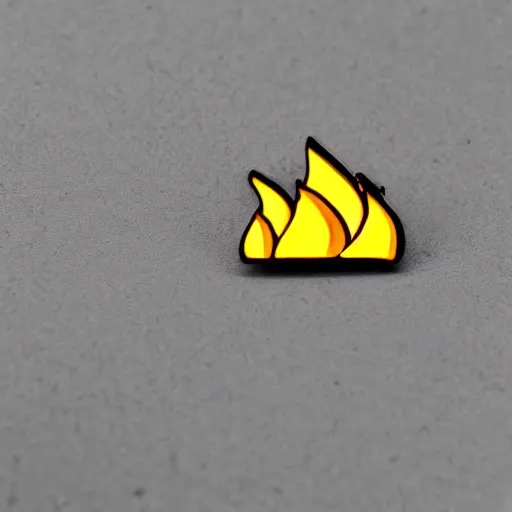 Prompt: a photo of a retro 1 9 6 0 s minimalistic plain fire flames warning label enamel pin, studio lighting, behance