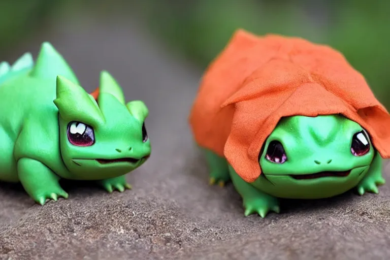 Image similar to real life bulbasaur pokemon, cute!!!, adorable!!!, chunky!!!, playful!!!, happy!!!, cheeky!!!, mischievous!!!, ultra realistic!!!, autumn, clear weather, golden hour, sharp focus