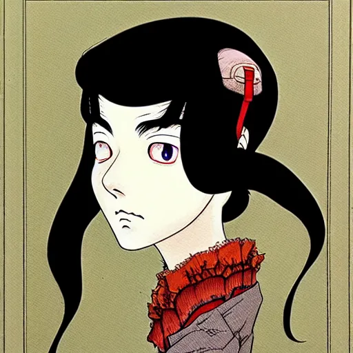 Image similar to prompt : portrait painted in miyazaki color style drawn by katsuhiro otomo and takato yamamoto, inspired by fables, china doll face, smooth face feature, intricate oil painting, high detail, sharp high detail, manga and anime 2 0 0 0