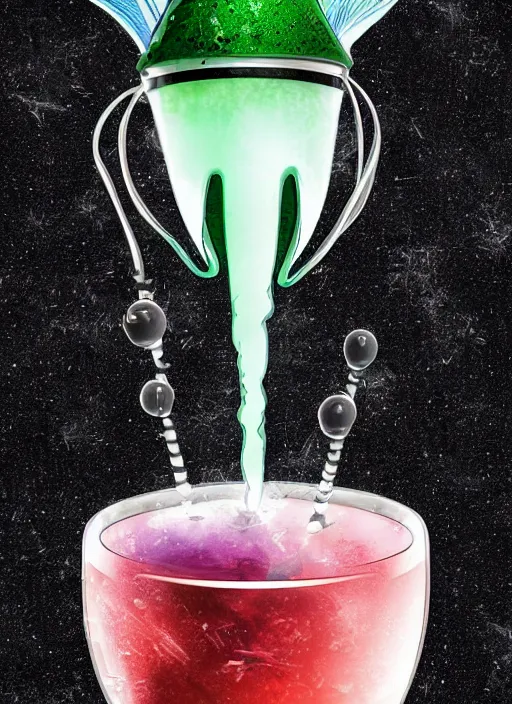 Prompt: alien cocktail, biopunk digital art, 8k