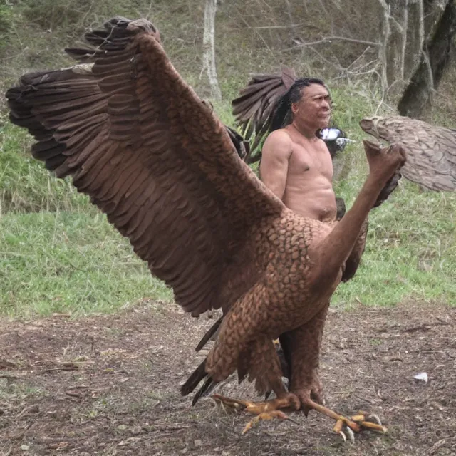 Prompt: a photo of a human - eagle hybrid