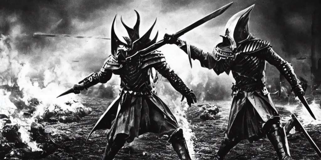 Prompt: A photo of Lord Sauron fighting in WWII