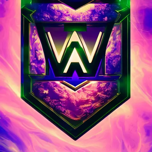 Image similar to a and w vaporwave logo, digital art, cosmic, 3 d high definition, trending on art station, photorealistic, high resolution, 8 k, octane, hyper detailed, insane details, intricate, elite, ornate, elegant trend, highly detailed and intricate, sharp focus, photography, unreal engine