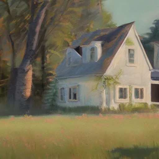 Image similar to cottage aesthetic, oil painting, pale colors, high detail, 8 k, wide angle, trending on artstation,