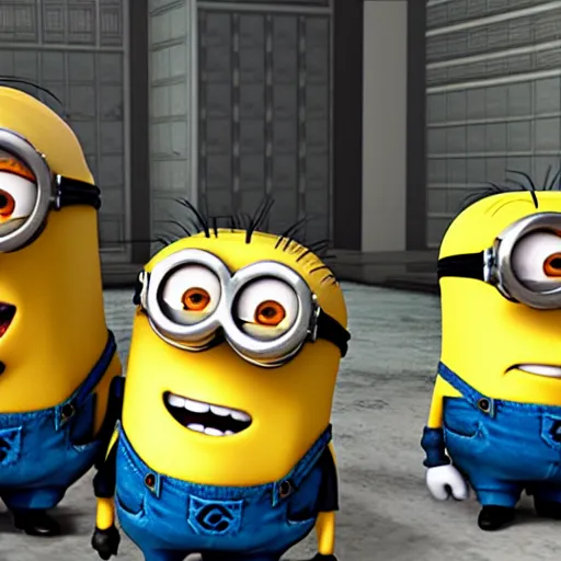 Image similar to despicable me minions playing counter strike; global offensive, game screenshot