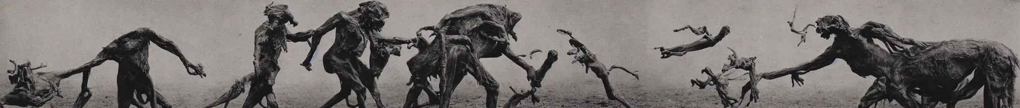 Image similar to Eadweard Muybridge photographs of monsters