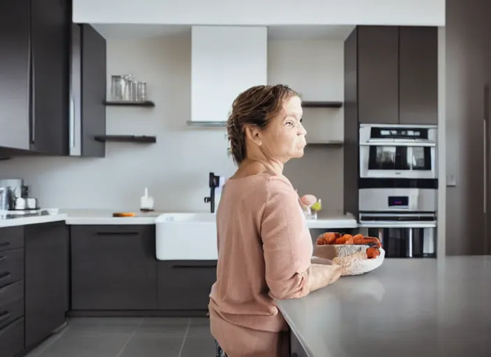 Image similar to mother standing in modern kitchen