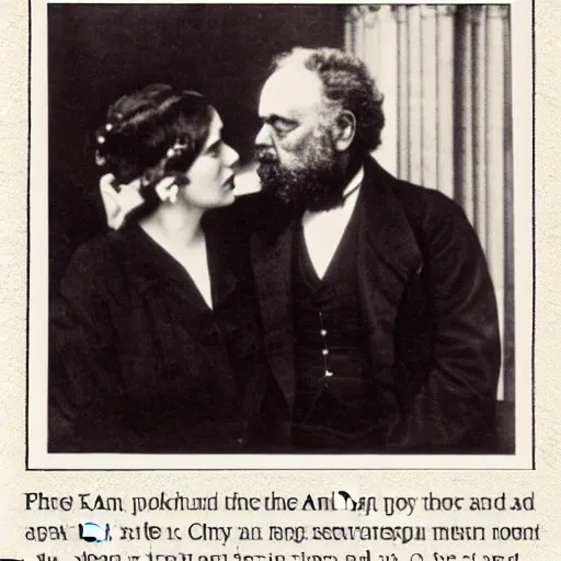 Image similar to Karl Marx and Ayn Rand kissing, wedding photo, 1920, Church backround