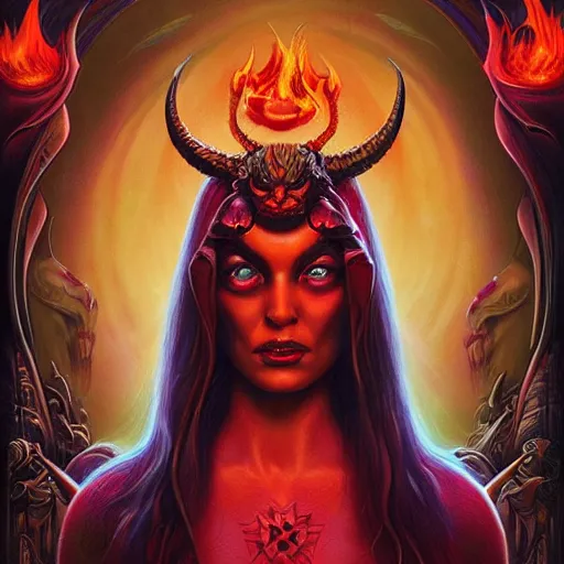 Image similar to cosmic doom demon portrait of satan, fire and flame of hell, Pixar style, by Tristan Eaton Stanley Artgerm and Tom Bagshaw.