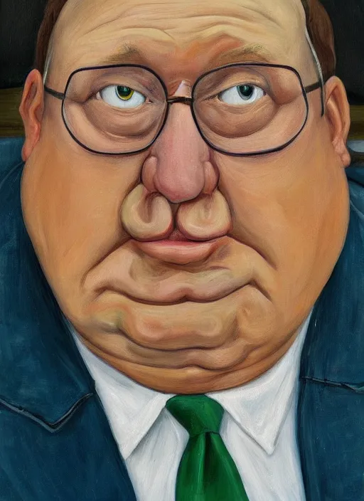 Prompt: Real life Peter Griffin, painted by Lucian Freud, highly detailed, 8k