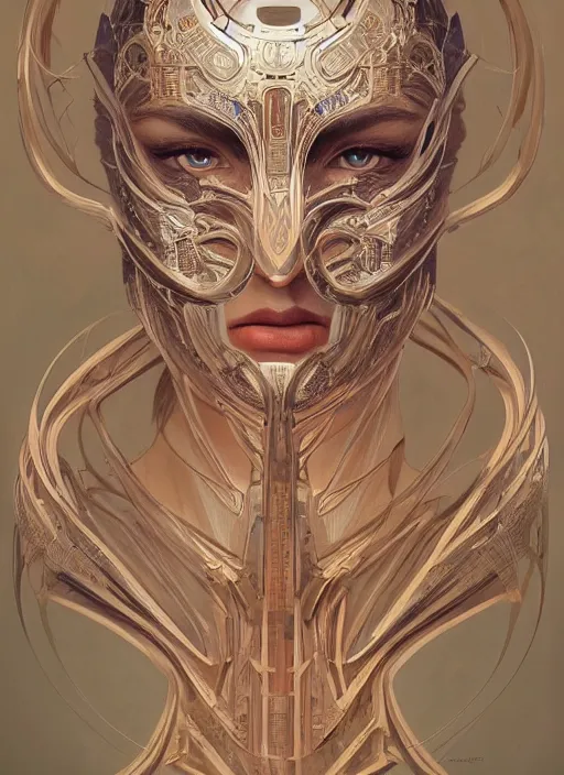 Prompt: symmetry!! masks, machine parts embedded into face, intricate, elegant, highly detailed, digital painting, artstation, concept art, smooth, sharp focus, illustration, art by artgerm and greg rutkowski and alphonse mucha, 8 k