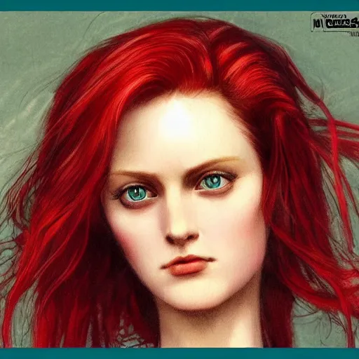 Prompt: Red haired Swiss german woman, highly detailed, in the style of romanticism, cinematic, artstation, Moebius