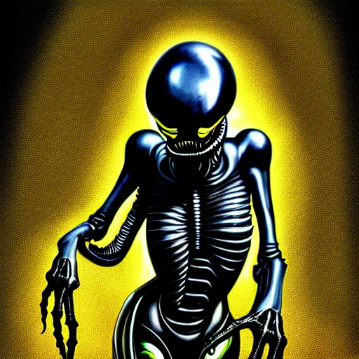 Prompt: black glossy xenomorph, alien movie, endless empty office building, pale yellow wallpaper, moist brown carpet, dim fluorescent lighting, artstation, ultra detailed, creepy, dramatic lighting, photorealistic, art by h. r. giger