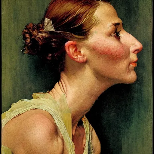 Image similar to portrait of a beautiful woman by norman rockwell