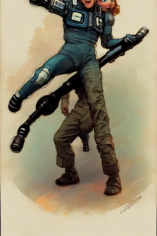 Image similar to ( ( ( ( ( 2 0 5 0 s retro future boy 1 0 old super scientest in space pirate mechanics costume full portrait. action pose. muted colors. ) ) ) ) ) by jean - baptiste monge!!!!!!!!!!!!!!!!!!!!!!!!!!!!!!