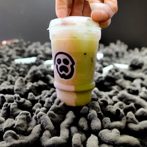 Image similar to boba tea with soot sprites