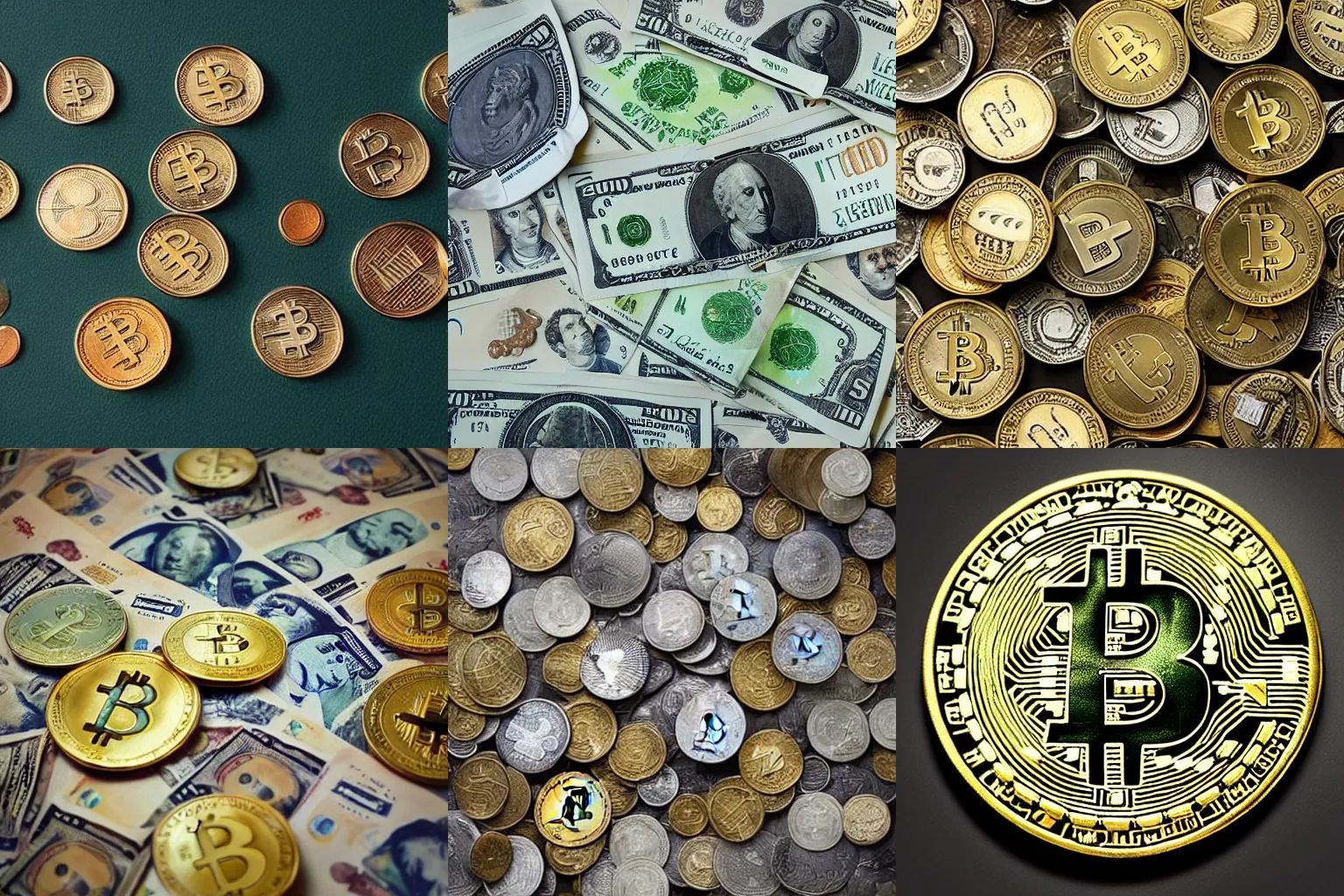 Prompt: “Currency history from seashells and coins to bitcoin and NFT”