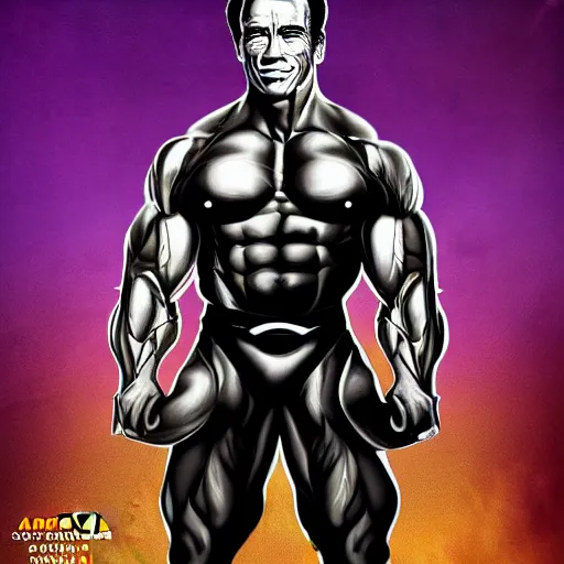 Prompt: arnold schwarzenegger in the style of arcane