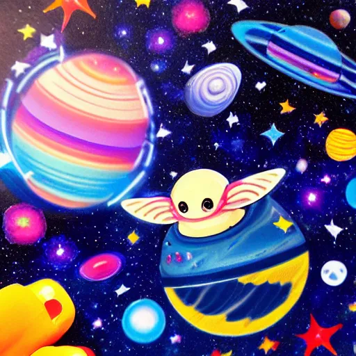 Prompt: Liminal space in outer space!!!, (((kinder surprise toy))), colorized background