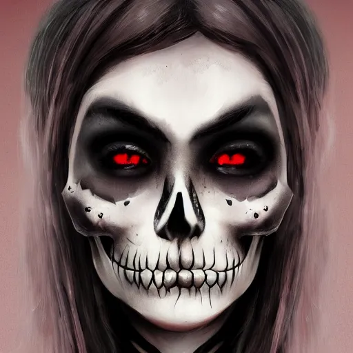 Image similar to a girl wearing a gothic outfit, skull makeup, highly detailed, digital painting, artstation, concept art, smooth, sharp focus, illustration