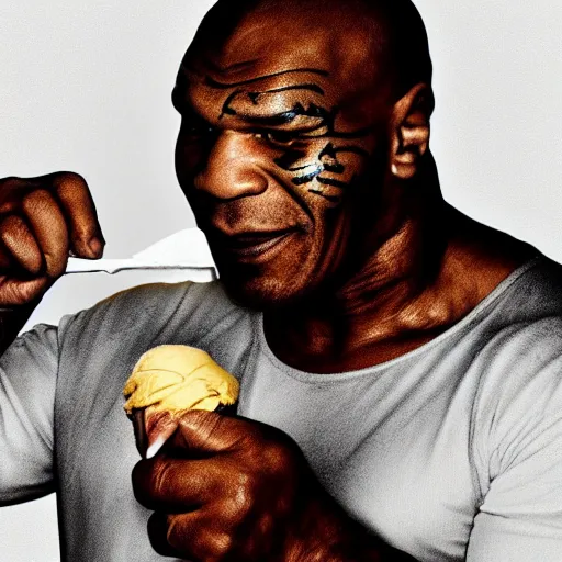 Prompt: Mike Tyson eating ice cream digital art 4K quality super realistic