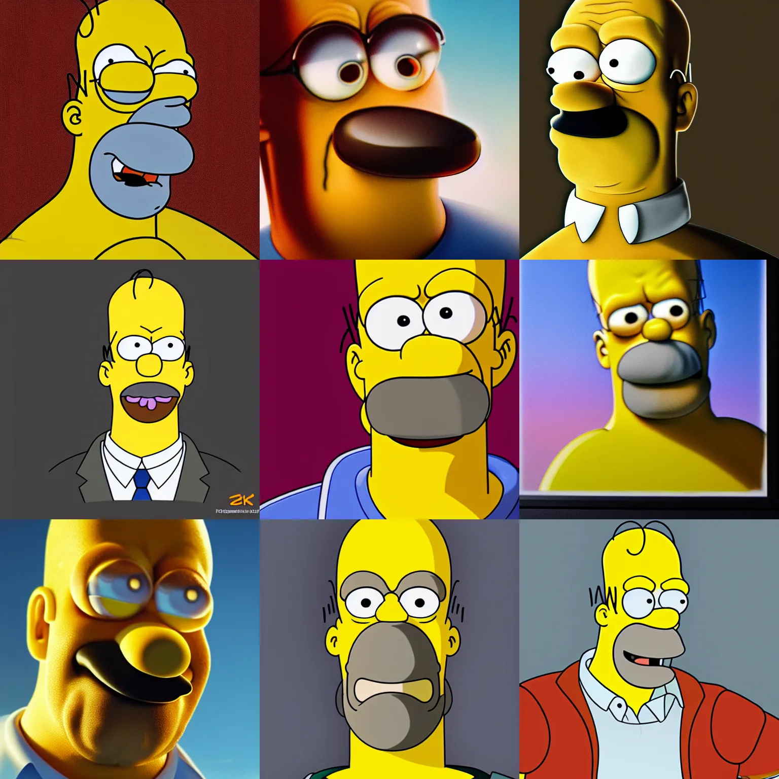 Prompt: portrait of a photorealistic Homer Simpson, realistic, extreme detail, 4k, ultra HD