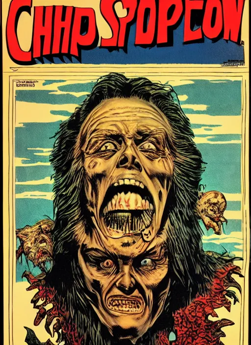Prompt: Chistopher Walken, Creepshow (1982) comic book cover, artwork by Bernie Wrightson, full color, detailed