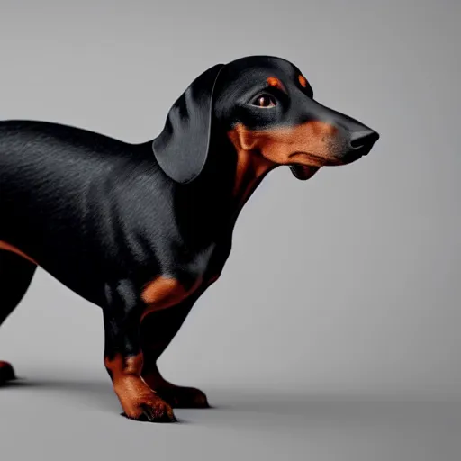 Image similar to photo of all black wiener dog wearing a mask. Matte photo, award winning. Octane render, 4k, 8k, unreal 5, very detailed, hyper control-realism, depth of field.