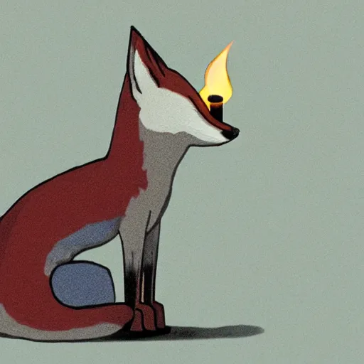 Image similar to a fox with candle head by studio ghibli