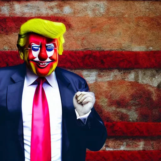 Image similar to donald trump dressed as a clown, photo, high details, 8k resolution