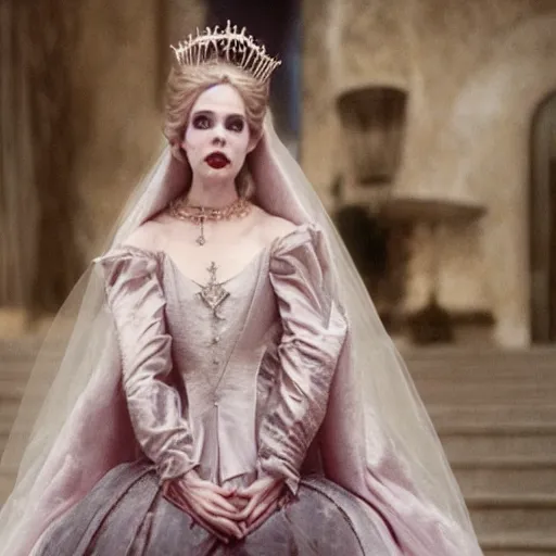 Image similar to an infallible princess, high resolution film still, live-action film by Tim Burton