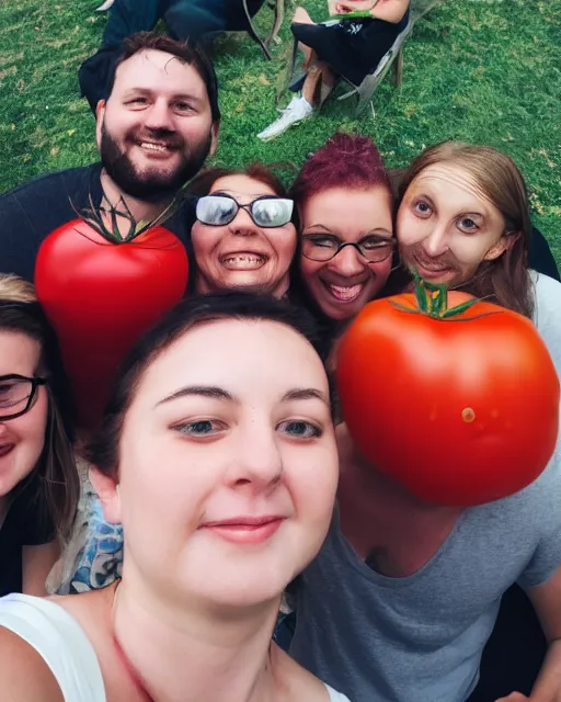 Image similar to creative designer selfie with huge tomato